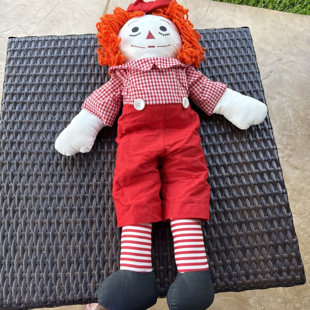 Raggedy Andy Doll 24 Inch Vintage Toys Rag Doll Red Checkered Shirt